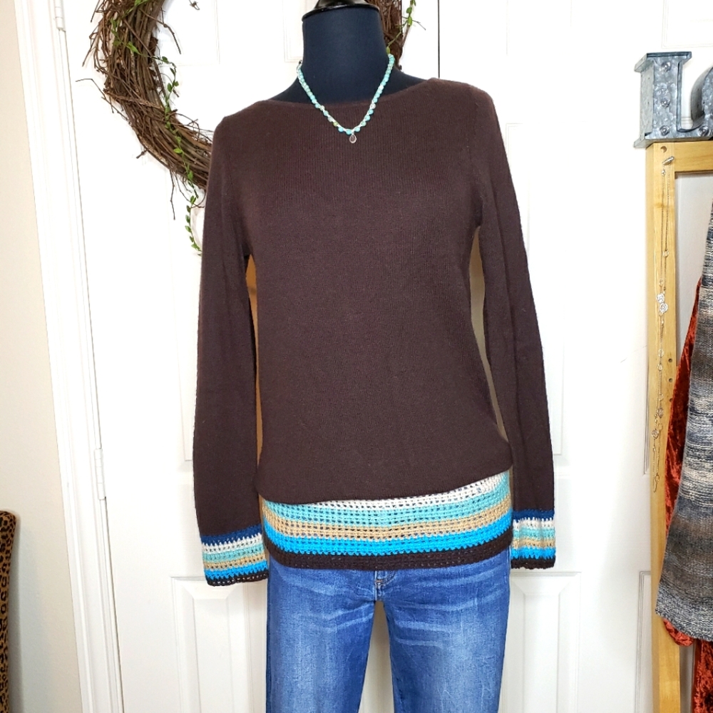 100%cashmere sweater with crochet detail from wild about cashmere saks fifth ave